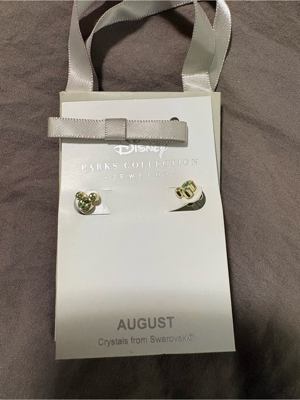 Disney Gold-tone Mickey Stud Earrings with Green Crystals